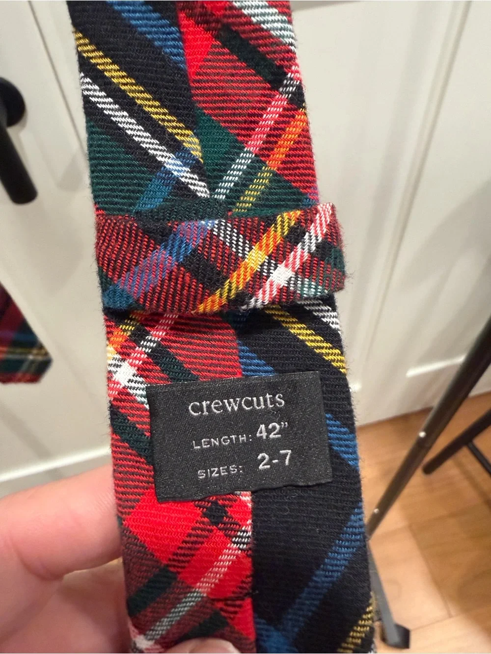 Crewcuts Red Tartan Flannel Tie with Green & Navy Accents.